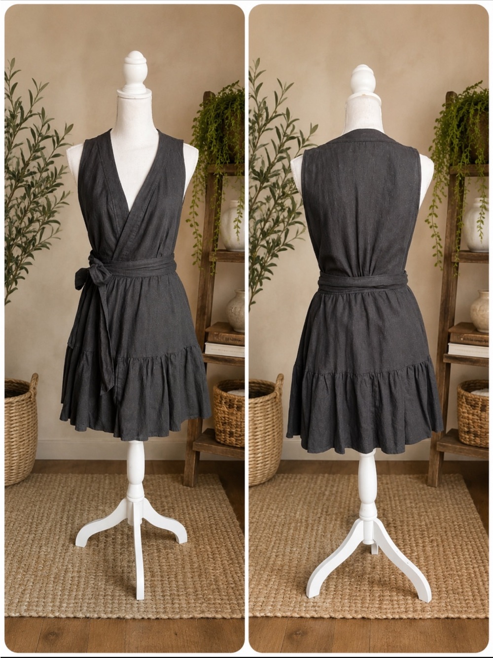 Christian Lacroix Linen Blend Wrap Dress sz S